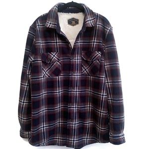Men’s Super Plush Freedom Foundry Fleece Lined Flannel Shirt Jacket- Large